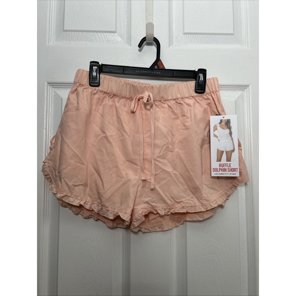 Celebrity Pink Juniors M Shorts Woven Ruffle Dolphin Tropical Peach 6445